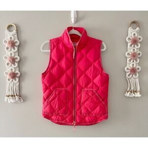 J Crew Outdoor Down Vest Size Small Full Zip Hot Pink Quilted Puffer‎